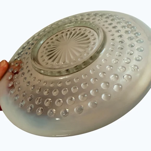 Vintage Hobnail Milk Glass Saucers Opalescent Moonstone Plates Set 3 - Picture 3 of 8